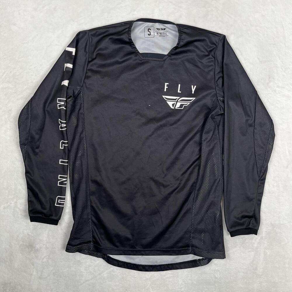 Fly Racing Shirt Mens Small Black Kinetic Long Sleeve Mesh Moto MX Jersey Top